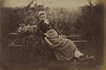 Auguste Giraudon's Artist, ‘Peasant Girl Resting on a Wheelbarrow’, 1870c/1870c