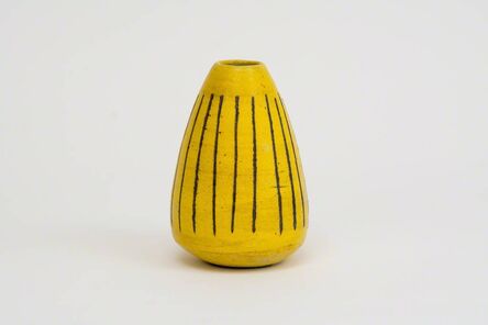 Wayne Ngan, ‘Yellow Vase with Vertical Scraffito (mango yellow with black slip)’, 2014