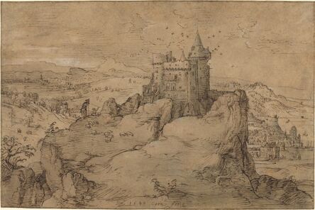 Matthys Cock, ‘Landscape with Castle above a Harbor’, 1540