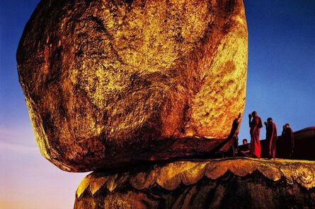 Steve McCurry, ‘Monks Praying at Golden Rock, Kyaikto, Burma’, 1994