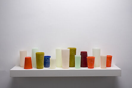 George Stoll, ‘Untitled (15 tumblers on a 36 inch shelf #3)’, 2012