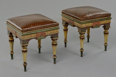 Unknown Italian, ‘A PAIR OF A SET OF SIX NEOPOMPEIAN LACCA STOOLS’, ca. 1800