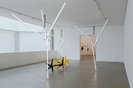 Martin Boyce, ‘Our Love is Like the Flowers, the Rain, the Sea and The Hours (Black and Yellow Benches with Trees)’, 2002