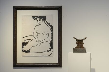 Ernst Ludwig Kirchner, ‘Großer Mädchenakt in Badetub & Shona, headrest’