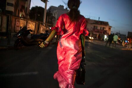 Laylah Amatullah Barrayn, ‘She moves through quartierPlateau with haste at dusk. A fiery red dress made from bazin dances with the light.’, 2015