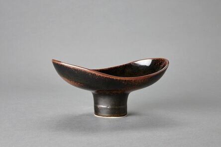 Fance Franck, ‘Low oval bowl with high foot, brown saturated iron glaze’, N/A