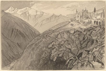 Edward Lear, ‘A Town on a Hilltop (Sanctuary of Lampedusa)’, 1884/1885