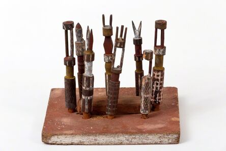 Unknown Artist, ‘Miniture Carving of a Tiwi Grave Site, with A Eight Tiwi Pukumani Grave Posts (Tudini), Tiwi people, Melville Island, Northern Territory’, ca. 1964