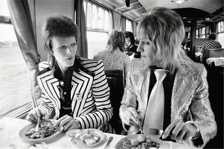 Mick Rock, ‘Bowie Ronson Lunch on Train to Aberdeen’, 1973