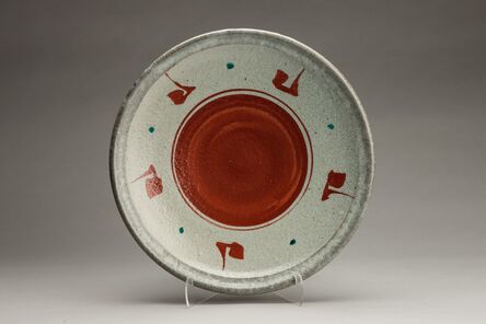 Shinsaku Hamada, ‘Plate, ji glaze with akae decoration’