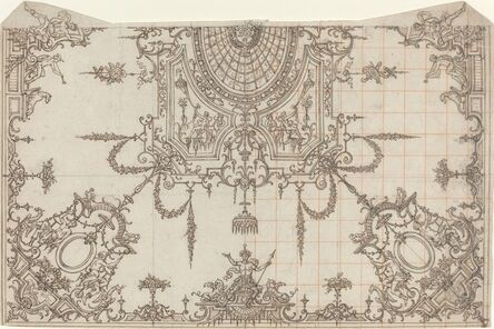 Jean Bérain the Elder, ‘An Elaborate Ceiling with Trellises and Seated Figures’, ca. 1700