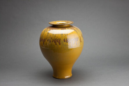 Brother Thomas Bezanson, ‘Vase, saffron yellow iron glaze with kaki’, N/A