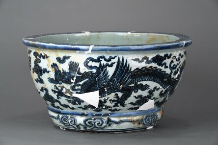 Unknown, ‘Flower pot with winged dragons and cloud in blue and white’, Zhengtong to Tianshun, Ming Dynasty(1436, 1464)