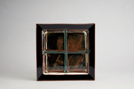 Yoshinori Hagiwara, ‘Square plate, black and kaki glazes’, N/A