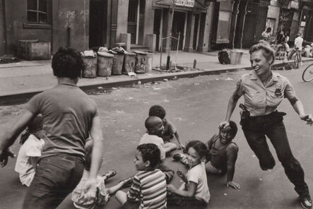 Leonard Freed, ‘A policewoman plays with local kids in Harlem, New York City, USA, 1978’, 1978/2023