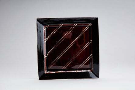 Yoshinori Hagiwara, ‘Square plate, black and kaki glazes’, N/A