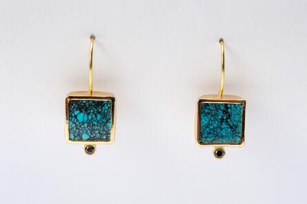 Maria Samora, ‘Turquoise Earrings with Black Diamonds (Small)’, 2018