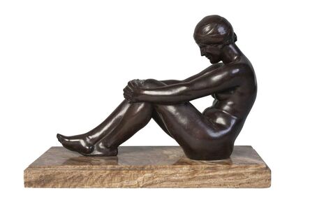 Raymond Rivoire, ‘a patinated bronze figure’, c.1930