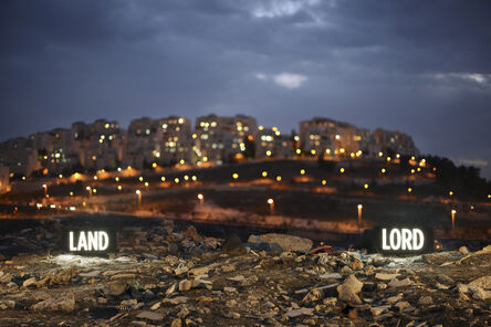 Shimon Attie, ‘LAND LORD, Two on-location custom made light boxes, Looking onto Israeli settlement Har Homa from Palestinian Village Umm Tuba, annexed by Israel in 1967,’, 2014