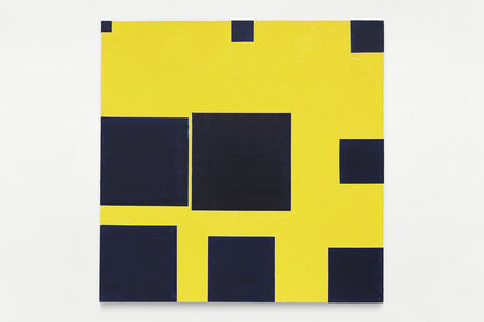 Paul Mogensen, ‘no title (ivory black on cadmium yellow, nine square progression around the edges)’, 2019