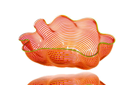 Dale Chihuly, ‘Dale Chihuhly Orange and Pink Seaform with Fern Green Lip Wrap Handblown Contemporary Glass Sculpture’, 1992