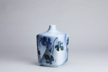 Fance Franck, ‘Rectangular vase, clear glaze with décor vines and leaves under glaze in blue’, N/A