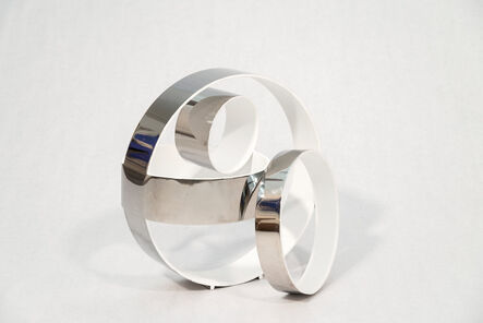 Philippe Pallafray, ‘Four Ring Temps Zero Small White 1/10 - abstract, stainless steel, sculpture’, 2023