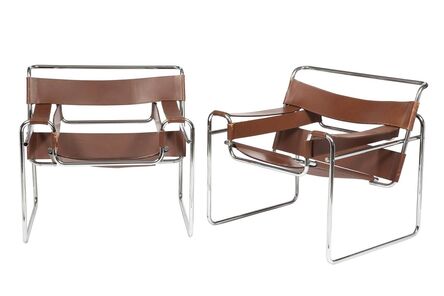 Marcel Breuer, ‘Pair of Marcel Breuer Chromed Tubular Steel and Leather Wassily Chairs’, Designed 1925-Circa 1960