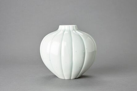 Fance Franck, ‘Oval scalloped vase, celadon glaze with iron spots’, N/A