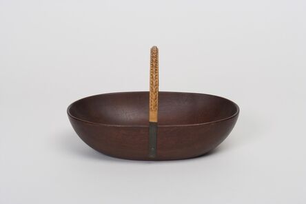 Carl Auböck, ‘Wooden Bowl with Wicker Handle’, 1950s