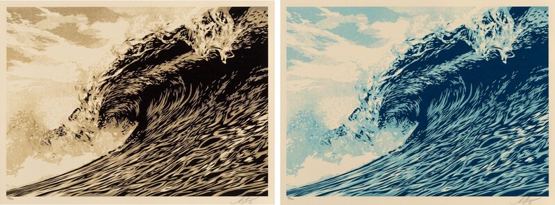 Shepard Fairey, ‘Wave Of Distress (Two Works)’, 2021, Print, Screenprint in colors on speckled cream paper, Heritage Auctions