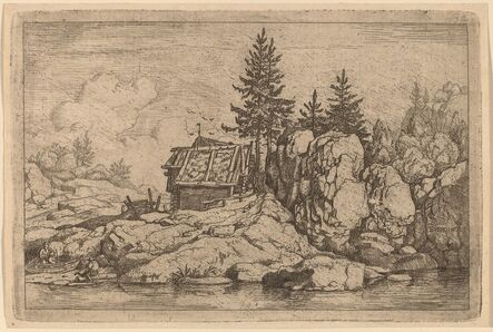 Allart van Everdingen, ‘Two Fir Trees near Cottages’, probably c. 1645/1656