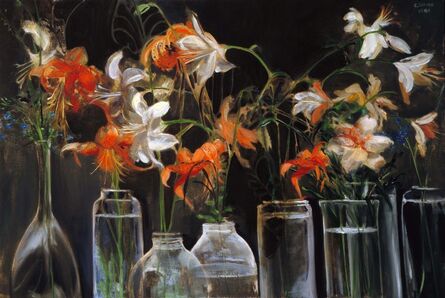 Clarice Smith, ‘Floral (Orange and White Lilies in Glass Vases)’, 1985