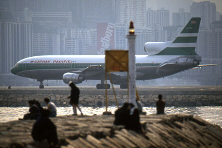Greg Girard, ‘'Cathay Pacific jet taxiing across from Kwun Tong breakwater' Hong Kong’, 1987