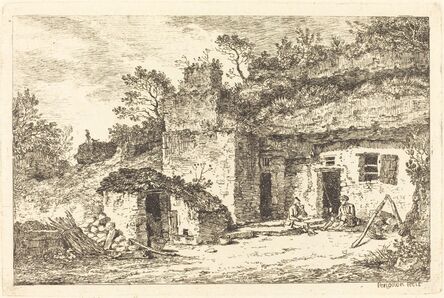 Nicolas Pérignon, ‘A Cottage with Two Men Seated at the Doorway’, ca. 1770
