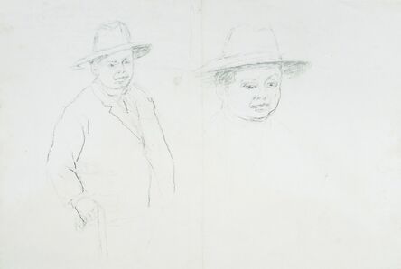Marie Vorobieff Marevna, ‘Portrait of Diego Rivera standing with walking stick, and detail of head’