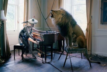 Tim Walker, ‘Karen Elson at piano with singing Lion, Shotover House, Oxfordshire ’, 2013