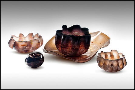 Dale Chihuly, ‘Dale Chihuly Hand Blown glass Macchia Set - Charcoal and Deep Red ’, 20th Century