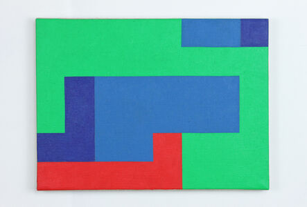 Geoff and Eilidh Lucas, ‘Dots and Boxes: red, green and 2 blues series (I)’, 2020