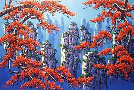Soe Soe, ‘Beautiful Mountain And Red Flower’, 2023