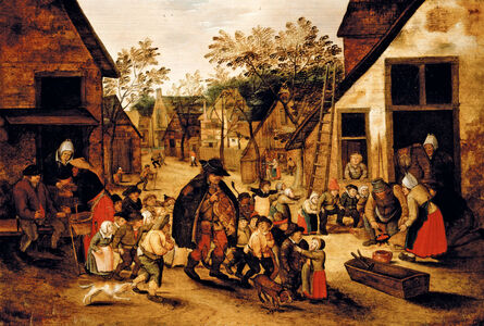 Pieter Bruegel the Elder, ‘A Blind Musician Hurdy-Gurdy Player Surrounded by Children in a Village’, 1610