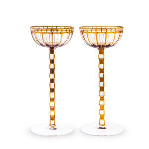 Wiener Werkstätte, ‘Otto Prutscher pair of rare wine glasses Wiener Werkstatte circa 1908 Meyr’s Neffe’, ca. 1908
