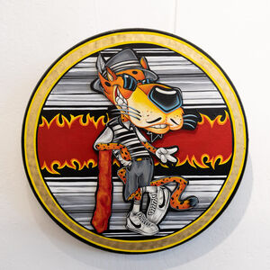 Priscilla Martinez, ‘Mr. Chingon Montañez - Pop Culture Wall Hanging w/ Incredible Attention to Detail (Black+Grey+Red+Yellow)’, 2023