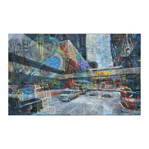Matt Aston, ‘Colorful Large Abstract Graffiti Style Cityscape Splatter Painting on Canvas’, Late 20th Century