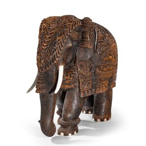 An Indian carved hardwood elephant, ‘An Indian carved hardwood elephant’, ca. 1880