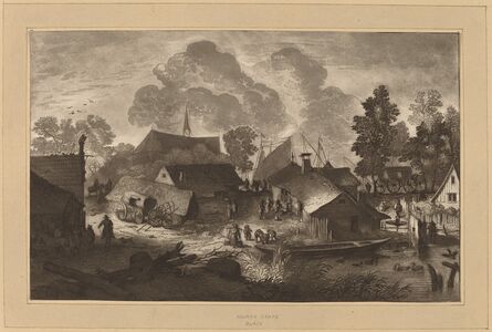 Cornelis Ploos van Amstel and Cornelis Brouwer after Allart van Everdingen, ‘Village with Pond’, ca. 1782