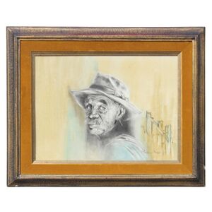 Theadius McCall, ‘Mixed Media Portrait Painting of a Man’, ca. 1990