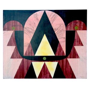 Richard Stout, ‘Large Red, Pink, and Black Geometric Abstract Painting’, 1971