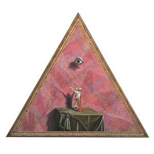 Zeus, ‘"La Soledad / Robinson Crusoe" Contemporary Red Surrealistic Triangle Painting’, 2000