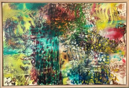 Nachume Miller, ‘Untitled Dynamic Colorful Abstract Expressionist Oil Painting, Israeli-American’, 1990-1999